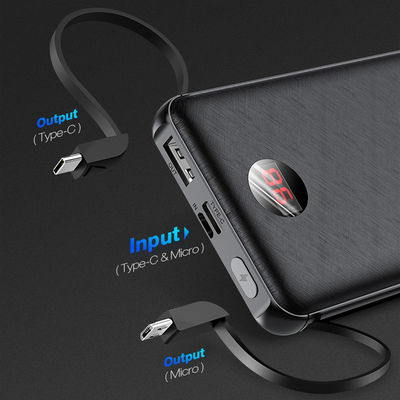 Kabel-Energie-Bank 10000mAh 8 Pin Micro USB eingebaute mit LCD-Anzeige